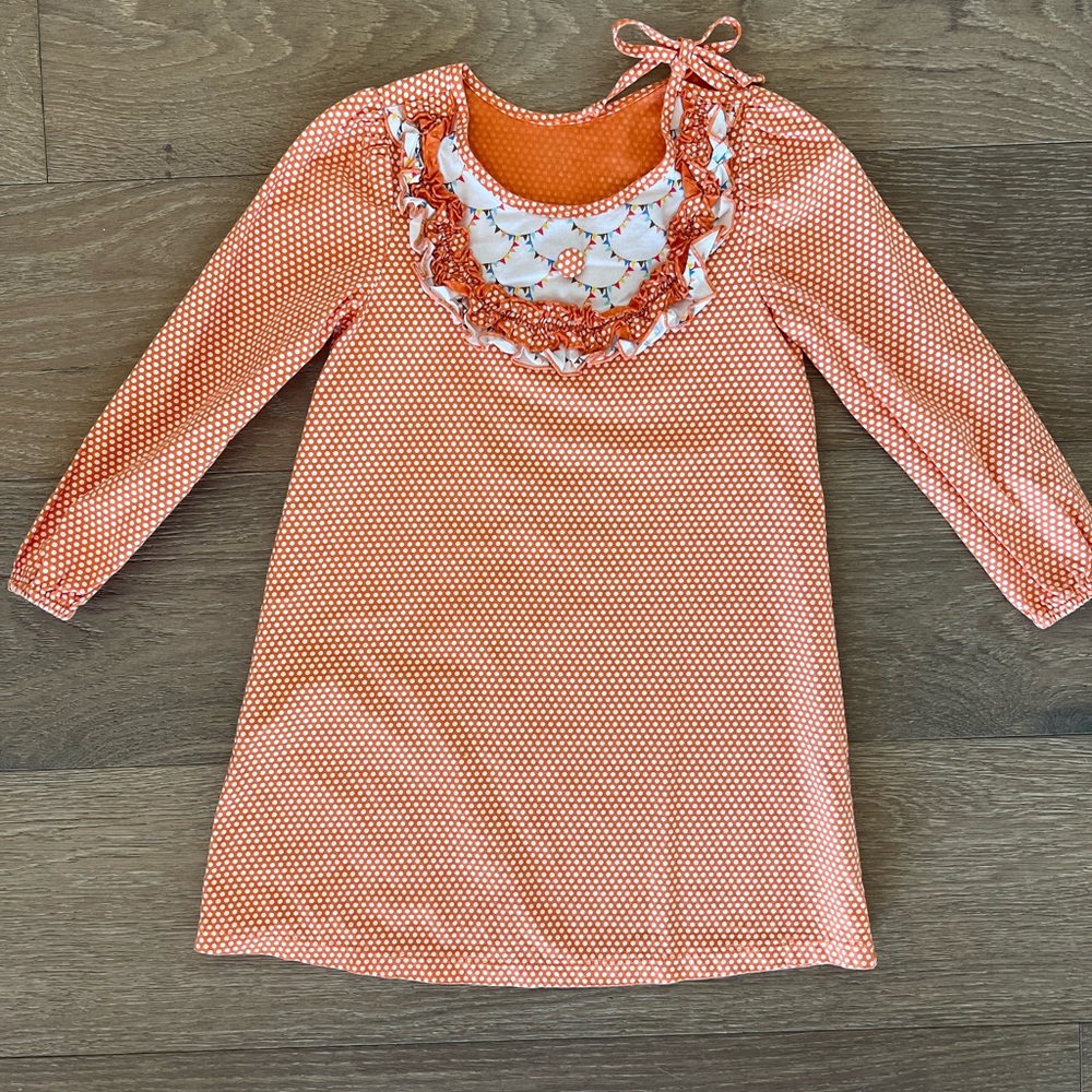 Girls Orange Polka Dot Dress 🧡